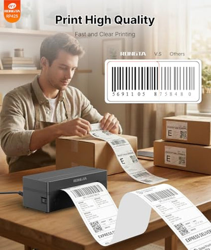Rongta Bluetooth Thermal Shipping Label Printer, Wireless 4x6 Label Printer for Shipping Packages&Small Business, Compatible Windows/Mac/Android/iOS, RP425