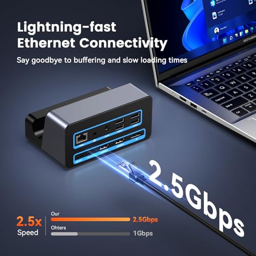 TobenONE 18-in-1 Laptop Docking Station Triple 4K with 150W Power Supply | USB C Laptop Docking Station Stand with 2.5Gbps Ethernet, 2×4K@60Hz HDMI & DP, 8 USB C/A Ports, for Windows/Dell/HP Laptops