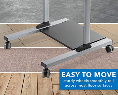 Mount-It! Mobile Standing Desk | Height Adjustable Rolling Desk with 40 Wide Table Tops | Multi-Purpose Rolling Presentation Cart with Four Platforms | (MI-7970) - color: Grey