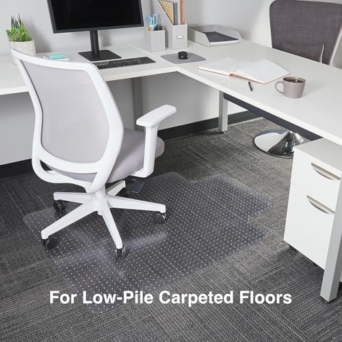Staples Office Chair Mat, Clear, 35.5x47.5 Inch, Flat-Pile Carpet, with Lip | Extended under-desk coverage for smooth chair glide on carpeted office floors. - size: 35.5" x 47.5", style: Flat-Pile