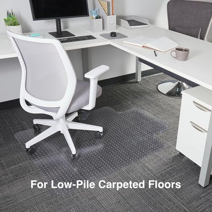 Staples Office Chair Mat, Clear, 35.5x47.5 Inch, Flat-Pile Carpet, with Lip | Extended under-desk coverage for smooth chair glide on carpeted office floors. - size: 35.5" x 47.5", style: Flat-Pile
