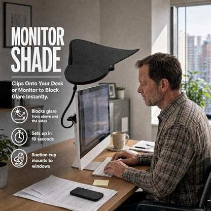 Livvie Desk Shade – Clip-On Cubicle Shade Block Overhead Lights and Glare