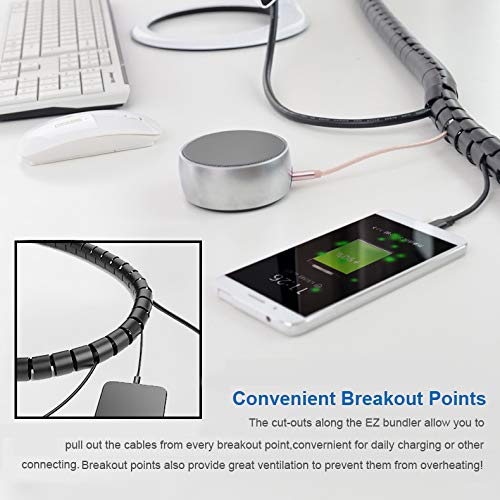 10FT Cable Management Sleeve Cord Bundler 0.8" Diameter w/Zip Clip Zipper Wire Wrap Cord Organizer Cable Tube Hider Flexible & Expandable Home & Office Wire Concealer for PC TV Computer Cinema - size: 0.8" Dia
