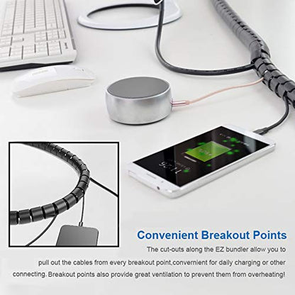 10FT Cable Management Sleeve Cord Bundler 0.8" Diameter w/Zip Clip Zipper Wire Wrap Cord Organizer Cable Tube Hider Flexible & Expandable Home & Office Wire Concealer for PC TV Computer Cinema - size: 0.8" Dia