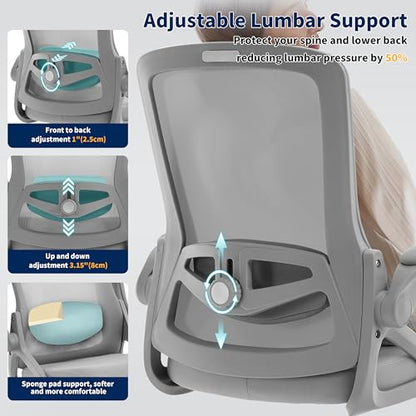 Ergonomic Office Chair Desk Chair with Adjustable Lumbar Support - color: Light Grey