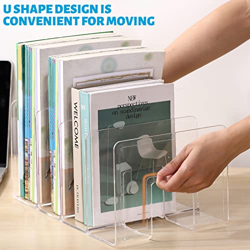 SAYEEC Acrylic File Holder, Clear File Sorter Desk File Organizer, Sturdy Desktop File Folder Organizer Rack for Envelopes Mail Letter Paper Notebook Electronics Office Supplies (4 Sections, 4 Pack) - size: 4 Pack-Clear