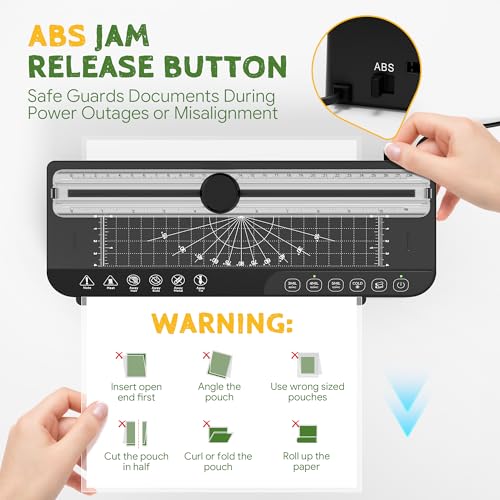 9-Inch Laminator Machine,A4 Cold & Thermal Laminator Machine,85-Second Quick Heat-Up,Thermal Lamination ABS Jam-Release,40 Pouches,Paper Cutter & Corner Rounder - Perfect for Teachers, Home & Office