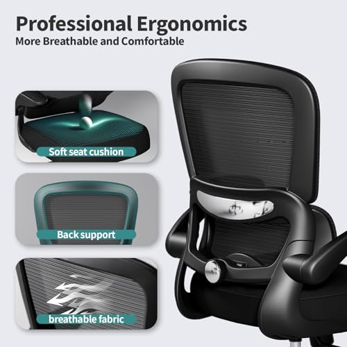 TRALT Office Chair - Ergonomic Desk Chair with Adjustable Lumbar Support, Mesh Computer Chair, Executive Chairs for Home Office Comfortable Lumbar Support (Midnight Black)