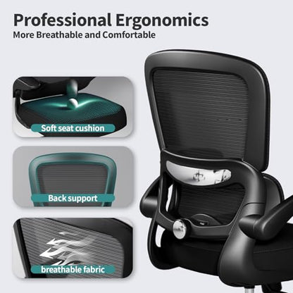 TRALT Office Chair - Ergonomic Desk Chair with Adjustable Lumbar Support, Mesh Computer Chair, Executive Chairs for Home Office Comfortable Lumbar Support (Midnight Black)