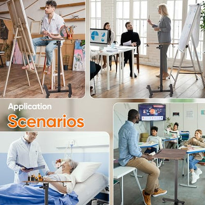 Monomi 25“ Mobile Folding Desk,Pneumatic Sit-Stand Table,No Assembly,Brown - color: Brown