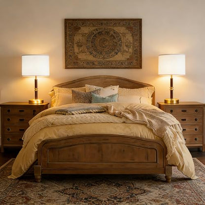Table Lamp for Bedroom with USB & AC Outlet, Bulb Not Included - style: Retro