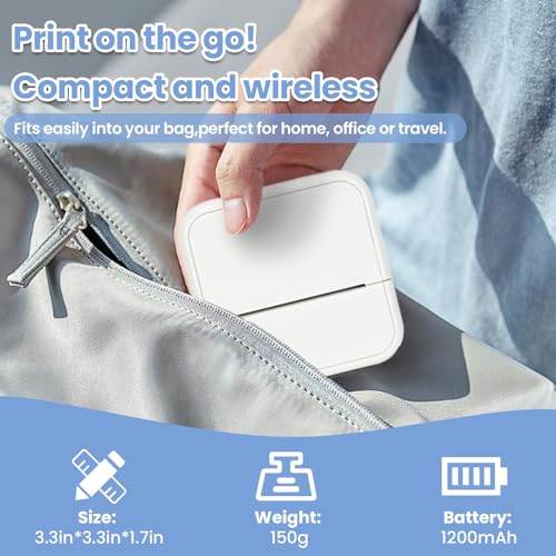 Sticker Printer with 4 Roll Paper Portable Inkless Printer - White - color: White
