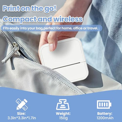 Sticker Printer with 4 Roll Paper Portable Inkless Printer - White - color: White