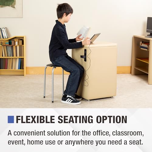 Norwood Commercial Furniture Stacking Stools for Kids and Adults, 17.75" Standard Height Portable Nesting Office and Classroom Stools, Black/Silver, Pack of 5 - color: Black/Silver