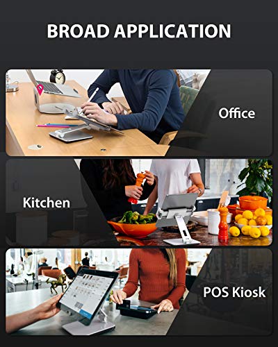 Maxonar Tablet Stand for Desk, 360° Adjustable Aluminum Alloy Swivel iPad Charging Tablet, iPad Pro Air Mini Tablet Holder for Bed Store POS Showcase Kitchen Office Drawing Desktop (6-13''), Silver - color: Silver