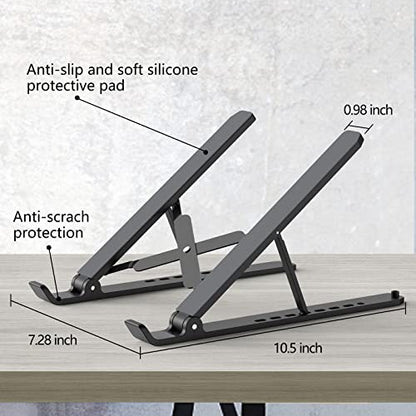 Tonmom Laptop Stand for Desk, Adjustable Laptop Riser, Black - color: Black