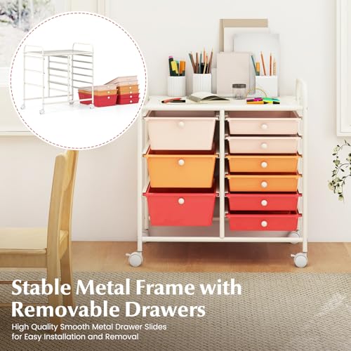 RELAX4LIFE 9 Drawer Rolling Storage Cart - Mobile Drawer Carts for Craft Art Supply Paper Salon, Utility Cart on Wheels for Classroom Teacher School Office, Rolling Cart with Drawers (Macaron) - color: Macaron, style: 9 Drawers