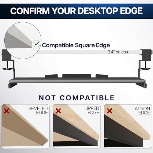VIVO Light Wood Clamp-on 27 x 11 in Keyboard Tray, MOUNT-KB05HA - color: Light Wood, size: 27" fixed width