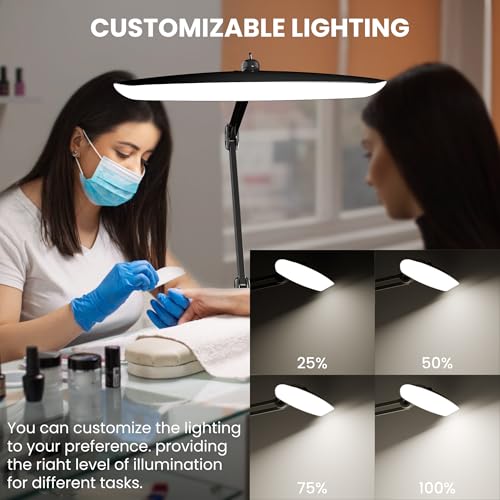 3000 Lumens Adjustable LED Desk Lamp & Task Lamp - Bright, Dimmable Lighting for Office, Crafts, Nails &Salon Hobbies with Clamp (CCT, Black) - color: Black