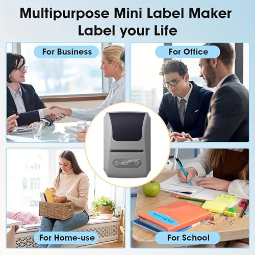 Label Maker Machine with Tape, Portable Thermal Label Printer with 1 Roll 57x50mm Tape, Handheld Sticker Maker Support 12-57mm Thermal Labels for Small Business/Home/School/Office, Black - color: White