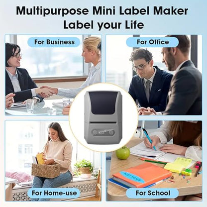 Label Maker Machine with Tape, Portable Thermal Label Printer with 1 Roll 57x50mm Tape, Handheld Sticker Maker Support 12-57mm Thermal Labels for Small Business/Home/School/Office, White - color: Black