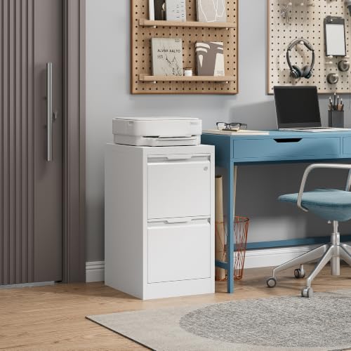2 Drawer File Cabinet with Lock, Metal Vertical Small File Cabinet - color: White, size: 2 Drawer - Vertical