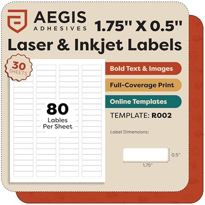 Address Labels Printable, Inkjet Laser Paper Stickers, Printer Label 1.75x0.5