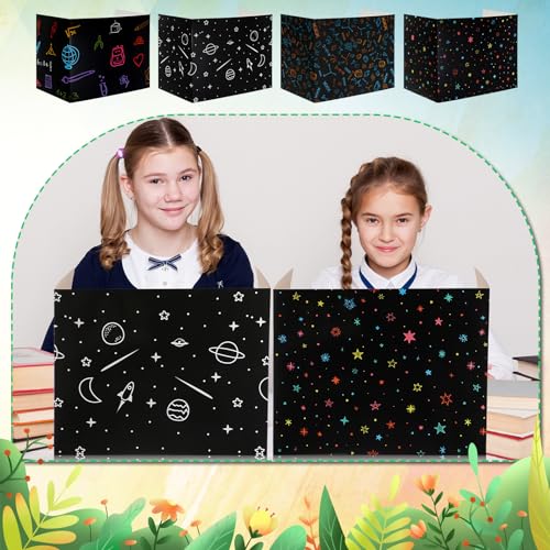 24 Pcs Privacy Folders for Students Testing, Vibrant, Black - color: Black, style: Vibrant