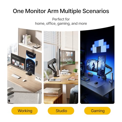 monTEK Dual Monitor Mount Monitor Arms for 17 to 35 Inch Screen | Adjustable Heavy Duty Monitor Desk Mount for 2 Monitors, Holds 35 Lbs, with Cable Management, VESA 75/100mm - style: without USB