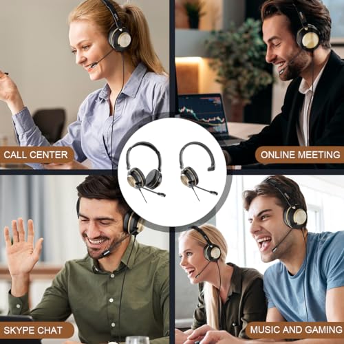 Wantek USB Computer Headset with Clear Chat Microphone, Lightweight On Ear Wired Headset for MS Teams,Skype,Webinars,Call Center and More