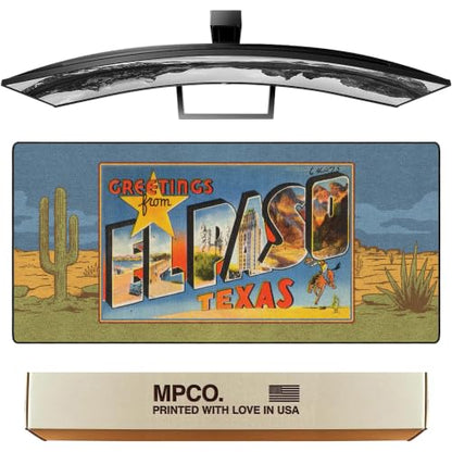 Greetings from El Paso Gaming Desk Pad, 36" x 17" Duraglyde Desk Mat | Western, Durable Surface, Non-Slip, Washable Fabric, Smooth Glide, Stable Grip, Large Keyboard and Mouse Pad for Everyday Use - color: Greetings from El Paso