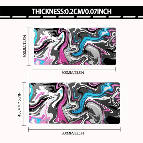 Rcege Large Gaming Mouse Pad Extended Desk Mat with Non Slip Stitched Edge - color: Abstract Purple, size: 31.5L x 15.8W inches