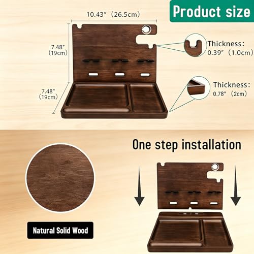 Wood Phone Docking Station with 4 USB Outputs Nightstand Organizer for Men - color: Walnut color