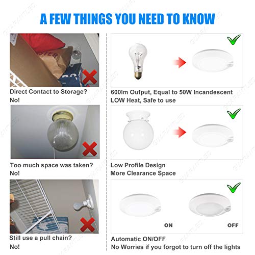 Closet Lights Motion Sensored, LED Closet Light Motion Activated, 5000K Daylight 6-7/8 Inch 10W Motion Sensor Ceiling Light, Closet Lights Wired, Pantry Light 90CRI, No Battery, Damp Rated ETL - color: 5000K Daylight