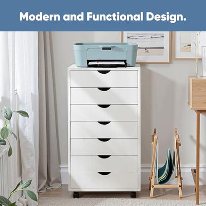 OLIXIS 7-Drawer Rolling File Cabinet, Printer Stand with Office Storage - color: White, size: 7 Drawer