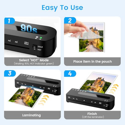 9 Inch Laminator Machine Hot & Cold with 20 Laminating Sheets and Trimmer | A4 Laminating Machine for Office, School, Business and Home