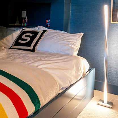 Brightech Helix LED Bright Floor Lamp for Living Rooms & Bedrooms, 48" Tall Pole Lamp, Dimmable Standing Lamp - Platinum Silver - color: Warm White Light with Silver Frame