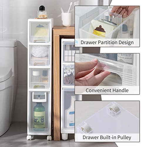 Slim Rolling Storage Cart 6.3in Drawers for Small Spaces Convenient Kitchen & Bathroom Organizer Compact Plastic Cabinet for Fridge Side Narrow Storage Solution for Tight Spaces - size: 5Tier