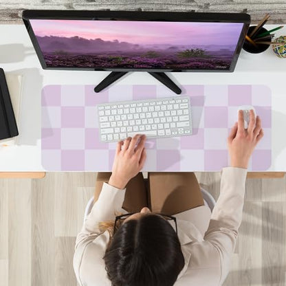 AFIING Purple Desk Mat 31.5" x 12", Leather Desk Pad | Waterproof PU Leather, Non-Slip Rubber Base, Stylish Desk Decor, Office & Home - color: Purple