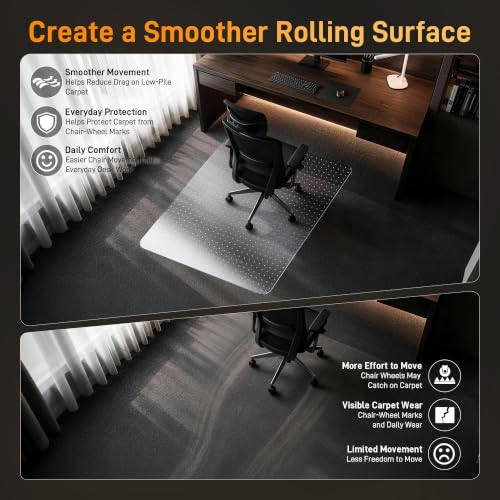 Office Chair Mat for Low-Pile Carpet 36" x 48", Convex Extended Lip - size: 36" x 48" Convex (for low-pile carpet)