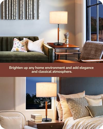 EDISHINE Modern Mid Century Table Lamp, Pull Chain Switch, 21.65 Inch, E26 - color: Black