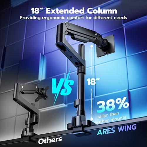 Single Monitor Arm Desk Mount for 17-49 Inch Monitors Holds 44 lbs, Black - color: Black, size: Single Monitor Mount - Standard