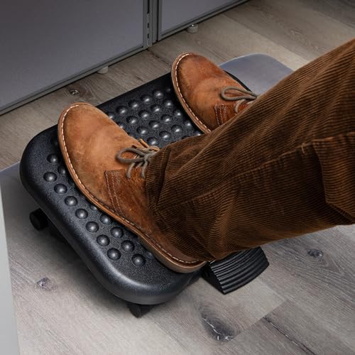 Mind Reader Foot Rest, Under Desk at Work, Ergonomic, Height Adjustable, Office, Plastic, 17" L x 13" W x 6.25" H, Black (Pack of 5) - size: Single (Pack of 5)