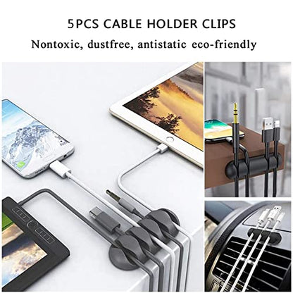 Cable Management Organizer Kit 2 Cable Sleeve Split with 41Self Adhesive Cable Clips Holder, 10pcs and 2 Roll Self Adhesive tie and 100 Fastening Cable Ties for TV Office Home Electronics etc