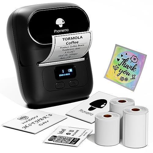 Phomemo M110 Label Maker with 3 Tapes, Bluetooth Portable Thermal Printer - color: Black
