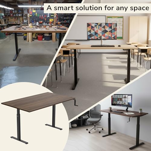 Mount-It! Hand Crank Standing Desk, 55" One-Piece Adrift Top, 132 lbs - color: Adrift