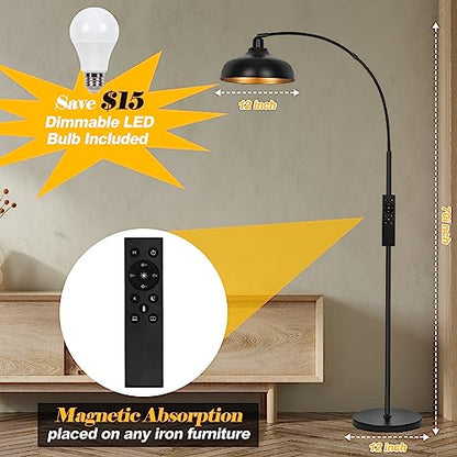 Arch Floor Lamps with Remote, Dimmable Floor Lamp 70” Black Tall Lamp - color: Black
