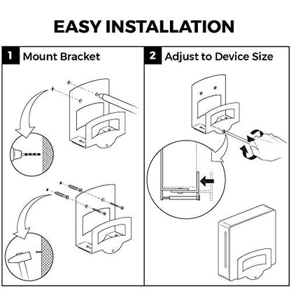 HumanCentric Cable Box & Modem Mount | Adjustable Wall Mount | For Small & Wide Devices, Cable Boxes, Modems, DVD Players, Streaming Media Devices, Mount Behind TV, Hardware Included - size: Small and Wide