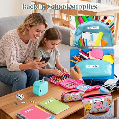 Phomemo P12 Label Maker Machine with 1 Tape, Bluetooth Small Ribbon Printer | Thermal Transfer Ribbon Printer, Printer Machine with Typewriters Templates for Home, School, Clothes, Gift Wrapping, Office - color: Green, size: 1 Printer+1 Label Tape