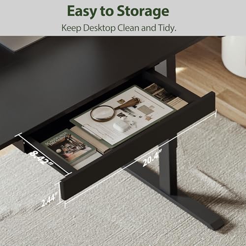 Agilestic 48 * 24 Inch Electric Standing Desk with Under Drawers, Black - color: Basic Black, size: 48x24 Inch